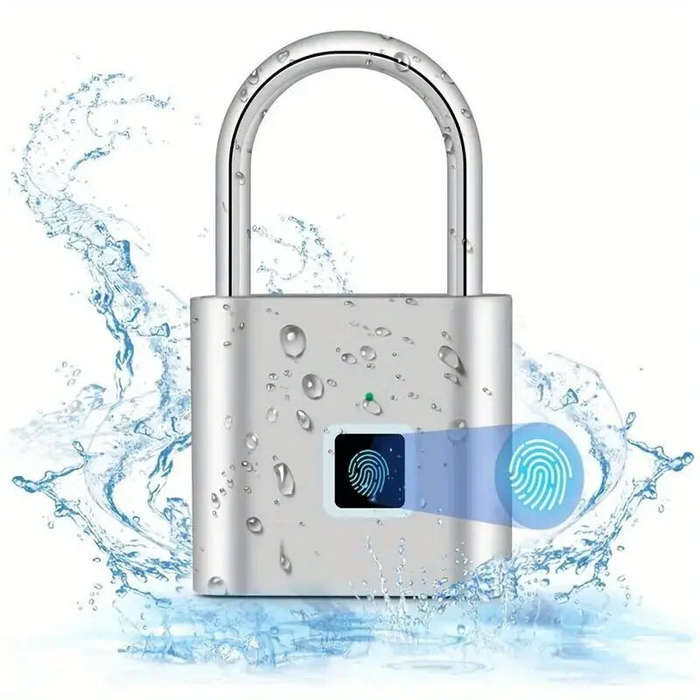 Silver - Smart Fingerprint Padlock 20 Fingerprints USB Rechargeable Door Lock Biometric Fingerprint