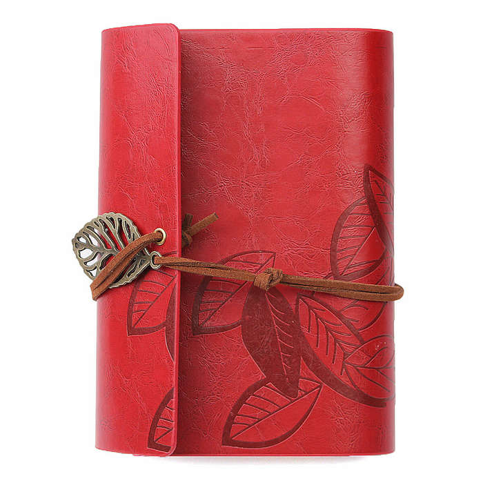 Dark Green - Vintage Leather Leaves Cover Notebook 90 Sheets Journal Book Diary Notepad Stationery S