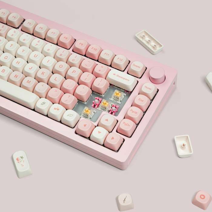 Pink - XVX Cherry Pudding 143 Keys MOA Profile Dye-Sub PBT Keycap Set for ANSI Layout 61/68/84/87/10