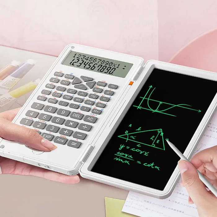 White - AGSIVO 6 Inches Scientific Calculator with LCD Writing Tablet and 240 Functions Professional