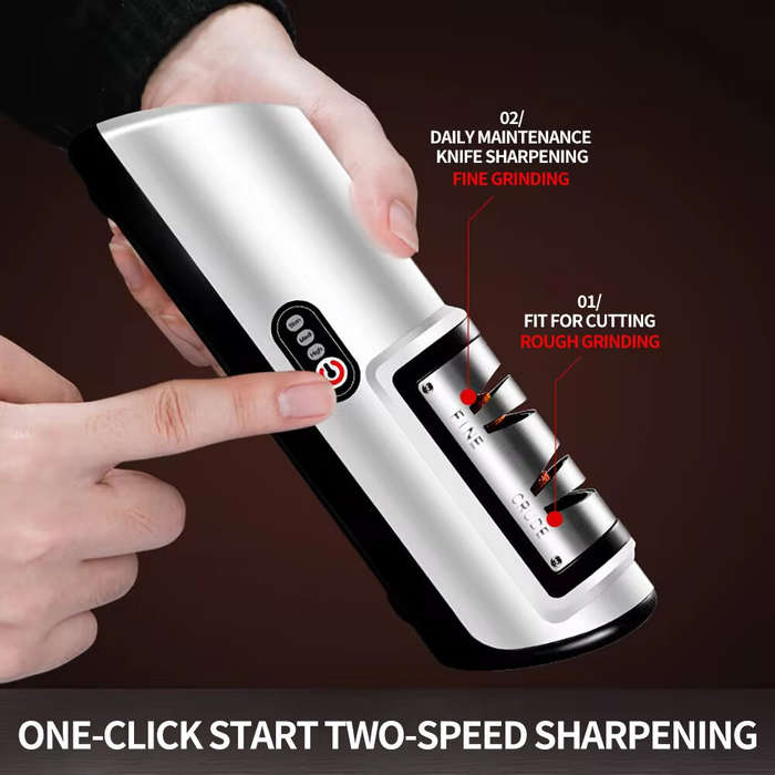 Orange - Electric Knife Sharpener Multifunctional Automatic 2 Gears Kitchen Cordless Electric Fast K