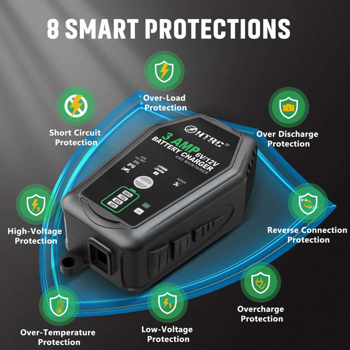 Black - HTRC Battery Charger 6V 12V 3A 60W Car Motorcycle Charging Repair for Lead-acid Battery