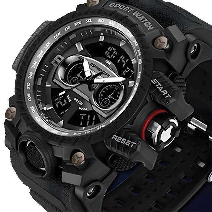 White - SANDA Men's Waterproof Luminous Sport Digital Watches Fashion Big Dial Quartz Watches Dual D
