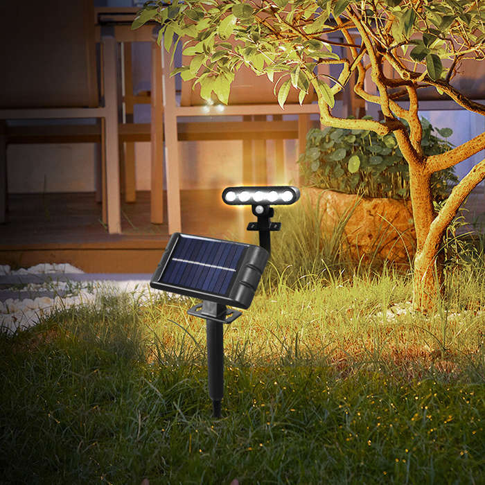 White Light - 10W LED Solar Landscape Spotlight Outdoor IP55 Waterproof Adjustable 150 Angle 10W LED