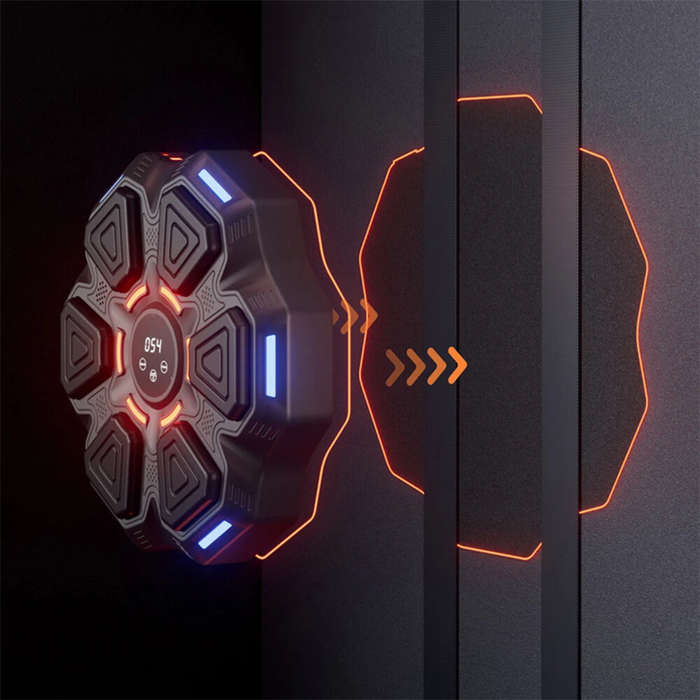 Black - KALOAD Music Boxing Machine with Gloves 9-Speed Adjustable Dual Lights Rapid Reaction Wall T