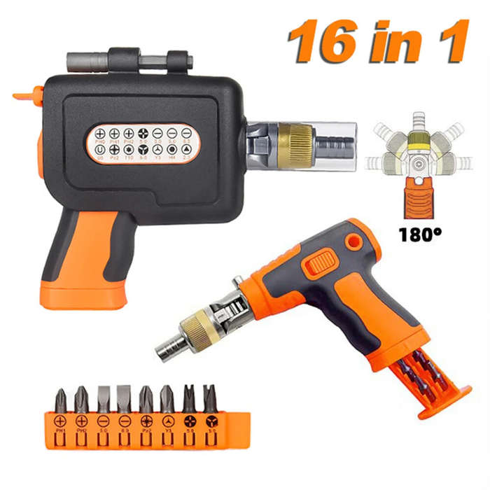 Gray - Bit Holder Ratchet Screwdriver 1/4 16 In1 Brand New High Quality Screwdriver Set With Screwdr