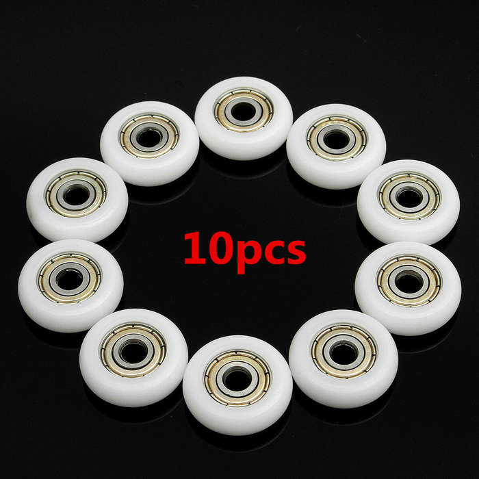 10pcs Nylon Plastic Carbon Steel Bearings Pulley Wheels Embedded Ball Bearings 5*23*7mm
