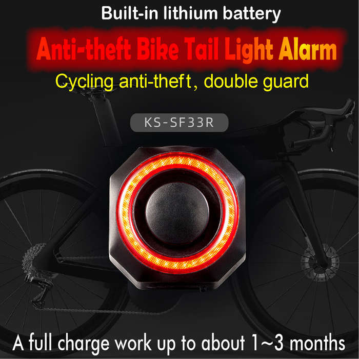 Black - BIKIGHT Smart Brake Sensing Bike Taillight 700mAh Battery Alarm Rear Light 4 Light Modes USB