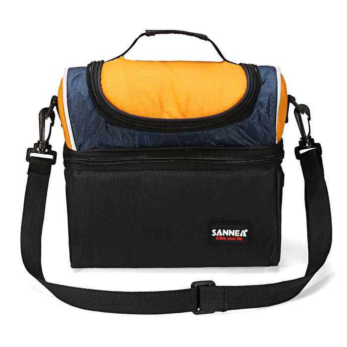 Blue - 6.7L Picnic Bag Waterproof Lunch Shoulder Bag Portable Dual Compartment Camping Thermal Bag I