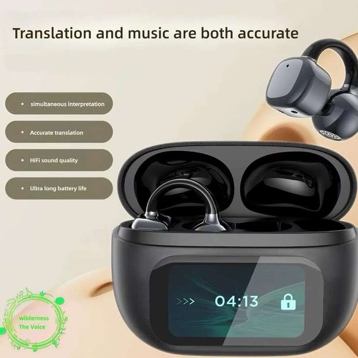 Black - G08 Translator Earbuds Wireless bluetooth 5.4 Earphone LED Touch Screen 13.2mm Dynamic Drive