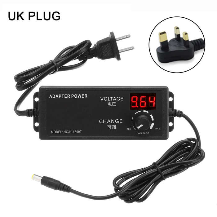EU Plug - Excellway AC/DC Adjustable Power Adapter Supply 4-24V 2.5A 60W Speed Control Volt Display