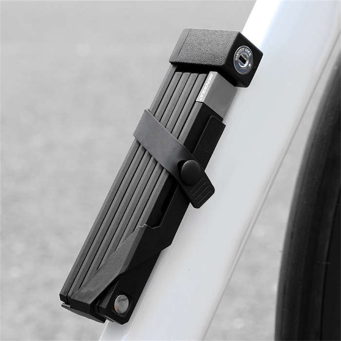 Black - BENGGUO Mini Portable Bicycle Folding Lock Safety Anti-theft Waterproof Alloy Lock for MTB M