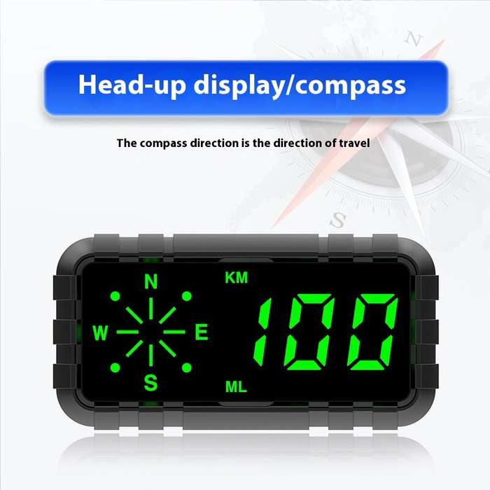 #1 - Car Head Up Display Speedometer Odometer Compass HUD GPS Digital Display Large Font Universal S