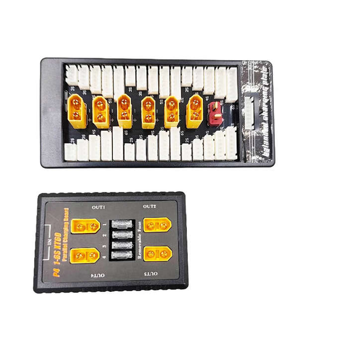 XT60 - P4 1-6S XT60 Plug Parallel Charging Board Support 20A Input and 4 Output Channels with Fuse P