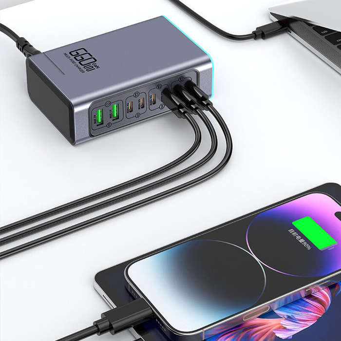 EU Plug - [GaN Tech] Bakeey WLX-F8L 660W 8-Port USB PD Charger 2USB-A+6USB-C PD QC3.0 FCP AFC Fast C