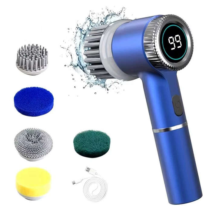 White - 5 in1 Portable Electric Cleaning Brush 5W 1200mAh Rechargeable 3-Speed Adjustable 1600/2000/