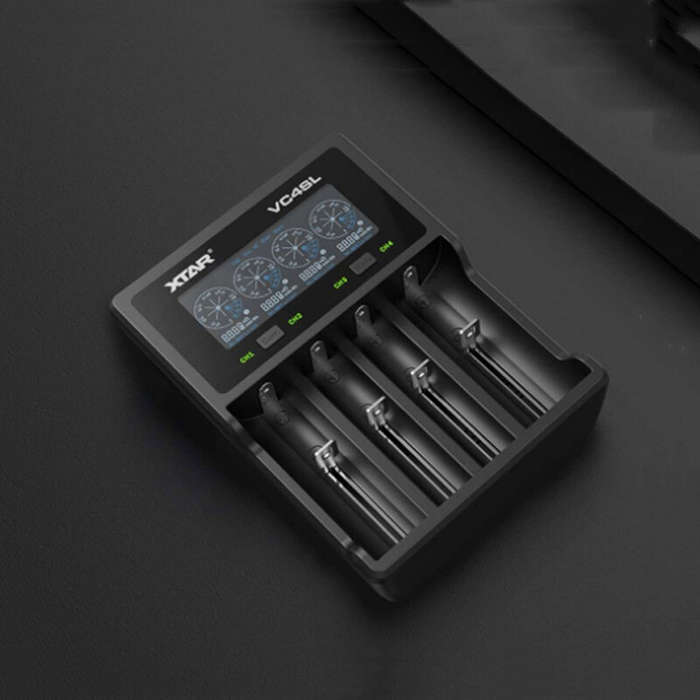 XTAR VC4SL QC3.0 LCD Screen Display 3.6V/3.7V/1.2V Li-ion Battery Charger 4-Slots Type-C Fast Chargi