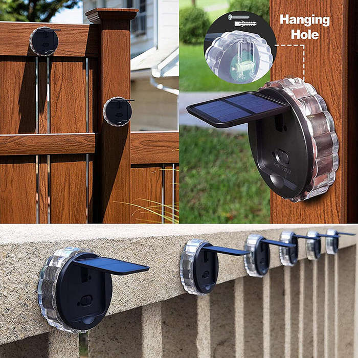White Light - Solar Wall Light Outdoor Garden Deck Round Petal Fence Light 8 Modes Glowing Garden Li