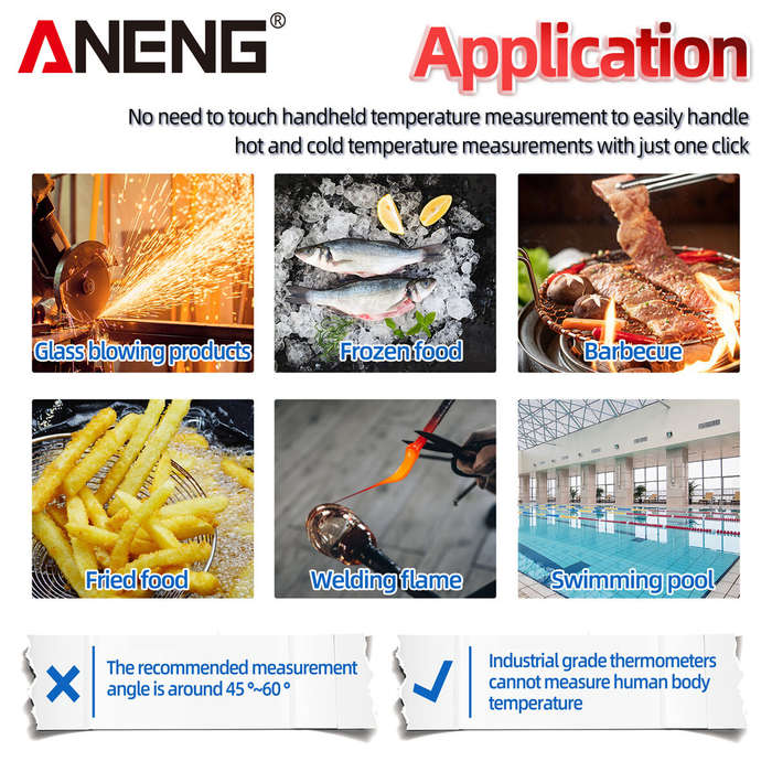 ANENG TH103 Class II Laser Infrared Thermometer Temperature Sensor Testers Gun -20C~380 Industrial T