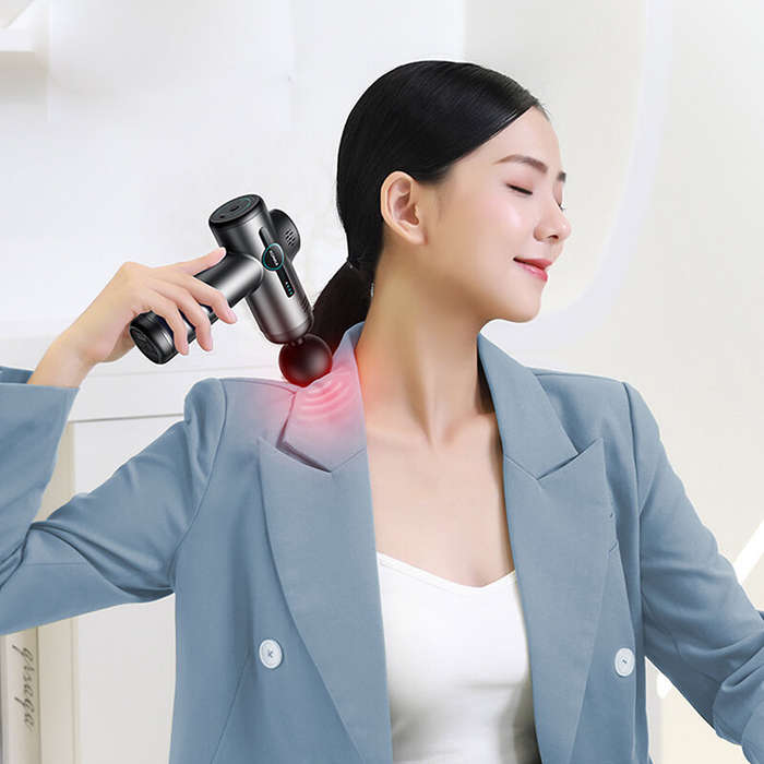 Dark Grey - KONKA V1 Massage Gun 6 Speeds Adjustable Gear 6 Massage Heads 3200 rpm Fascia Gun Muscle