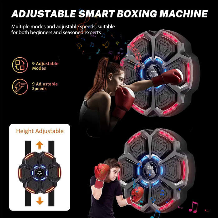 Children's version - KALOAD Music Boxing Machine with 6 Targets 9 Speeds USB Rechargeable Smart Blue