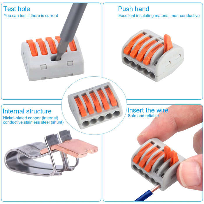100pcs - PCT-212/213/215 Conductor Compact Wire Connectors Kit 100PCS Lever Nut Connector Assortment