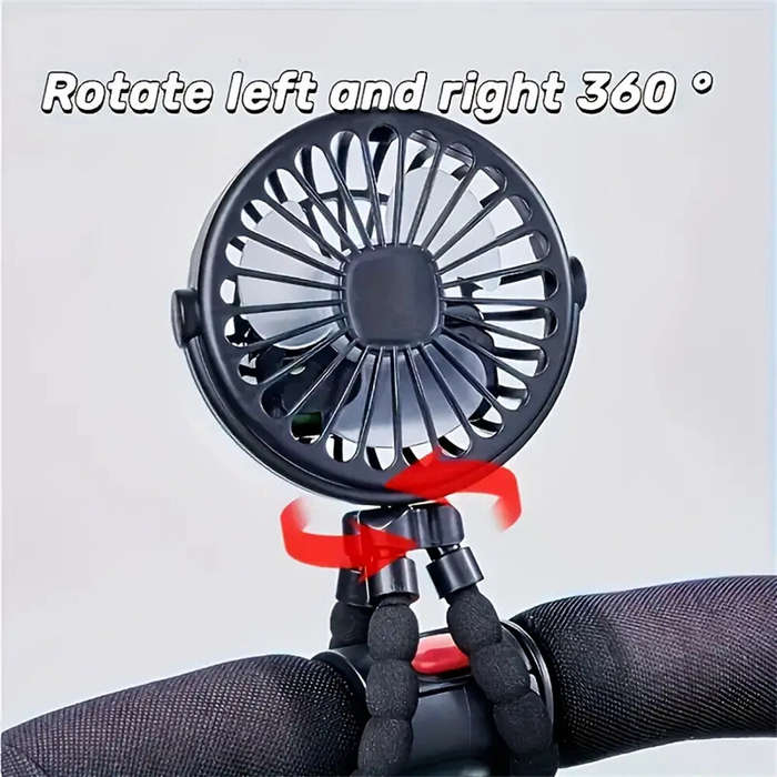 Blue - Compact Portable Octopus Handheld Night Light Cooling Fan 500mAh with Accessories