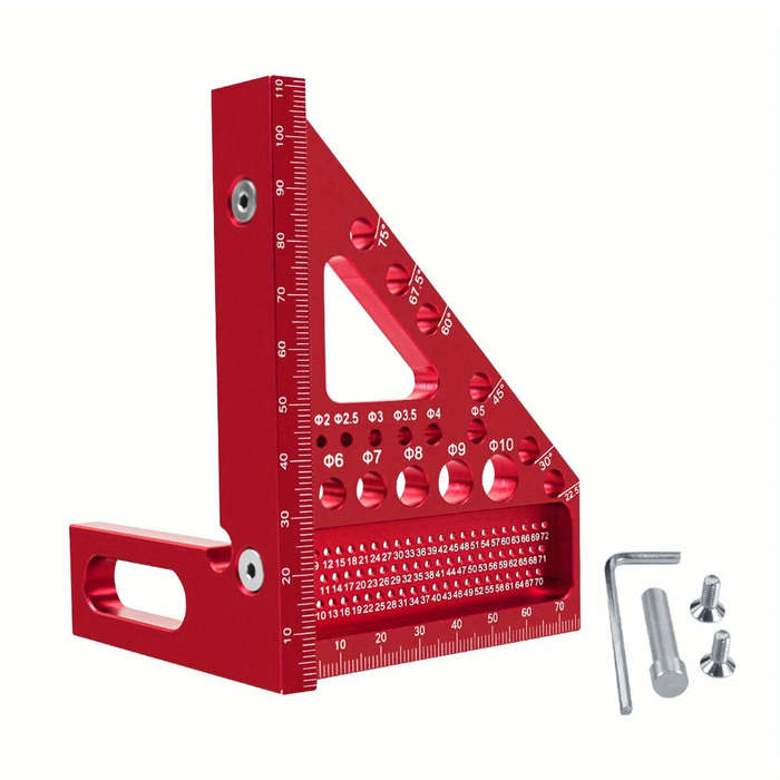 Red - JIGHOLE 5th Generation 3D Multi-angle Measuring Ruler Square Ruler 22.5-90 Degree Protractor A
