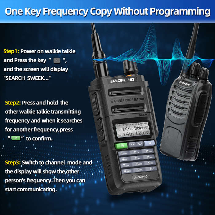 Black - Baofeng UV-9R Pro V2 High Power Long Range Walkie Talkie 128 Channels Tri-Power Multi-band W