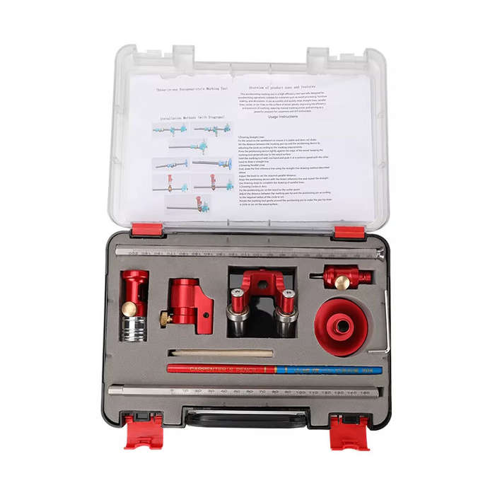 Red - Wheel Marking Gauge Adjustable Scriber Ruler Aluminum Alloy Stainless Steel Precision Tool Par