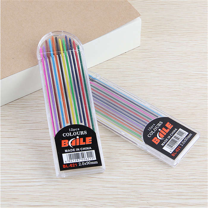 12 Colors - Baile BL-621 12Color Pen Refill Set 2.0 mm Color Lead Refill Resin Pencil Lead Painting