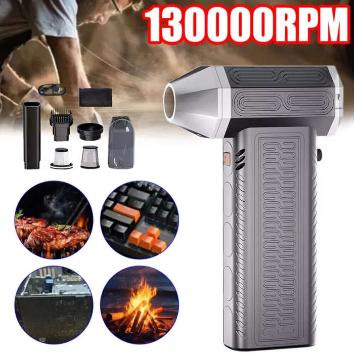 Grey - 130000RPM 2 In 1 Mini Blower Fan Turbo Jet Fan Brushless Motor Handheld Duct Fan Electric Air