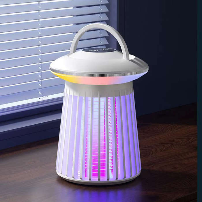 White - Electric Mosquito Killer Lamp Gnats Zapper Indoor Rechargeable Cordless LED Camping Lights P