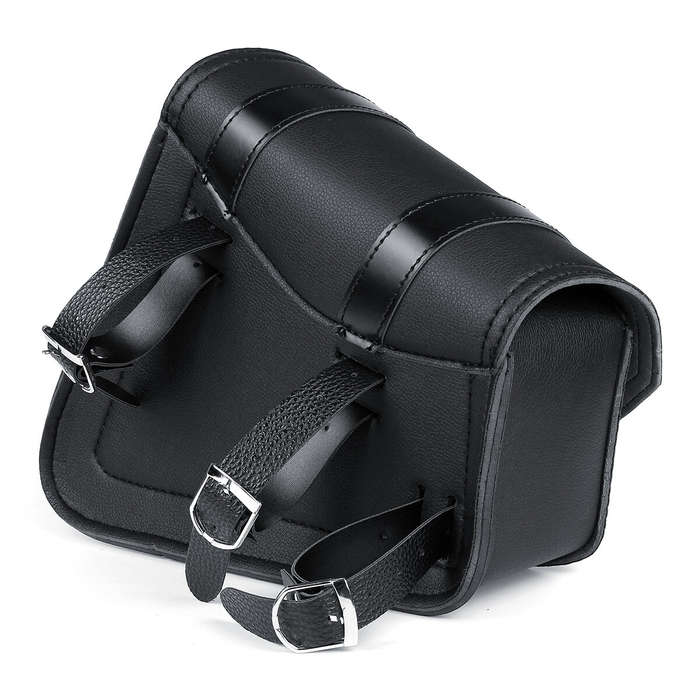 Left - Motorcycle Saddlebags 3 Quick Release Buckle Black PU Leather Waterproof Universal