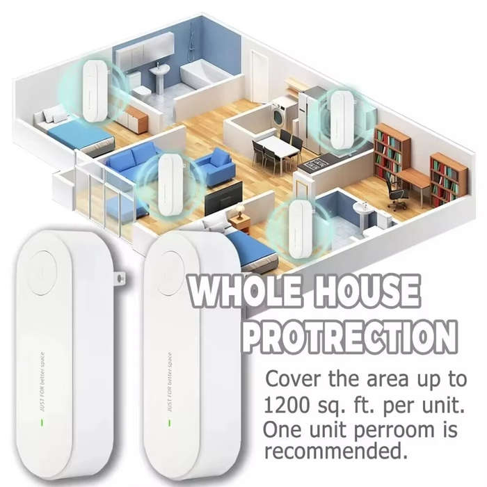 White - Ultrasonic Pest Repellent 3-in-1 Triple Frequency 360 Degree Coverage Easy Installation Chem