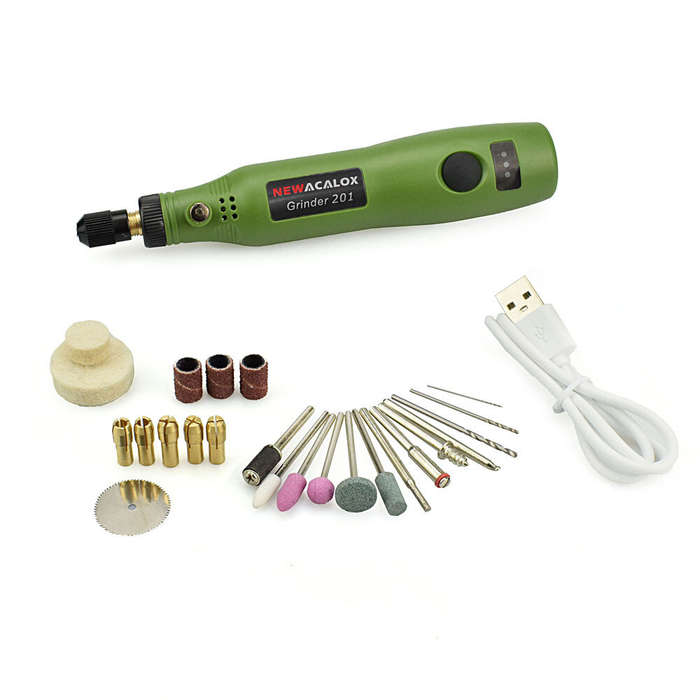 Green-Standard Model - USB Charging 10W Grinding Machine Mini Wireless Variable Speed Rotary Tools K