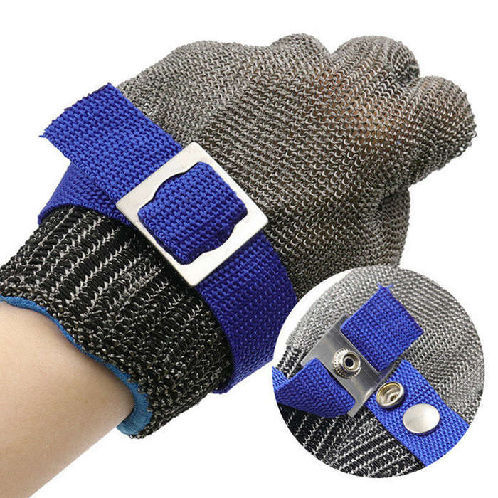 L-25cm - Stainless Steel Cut Resistant Glove Mesh Metal Glove Food Grade for Kitchen Cooking / Woodw