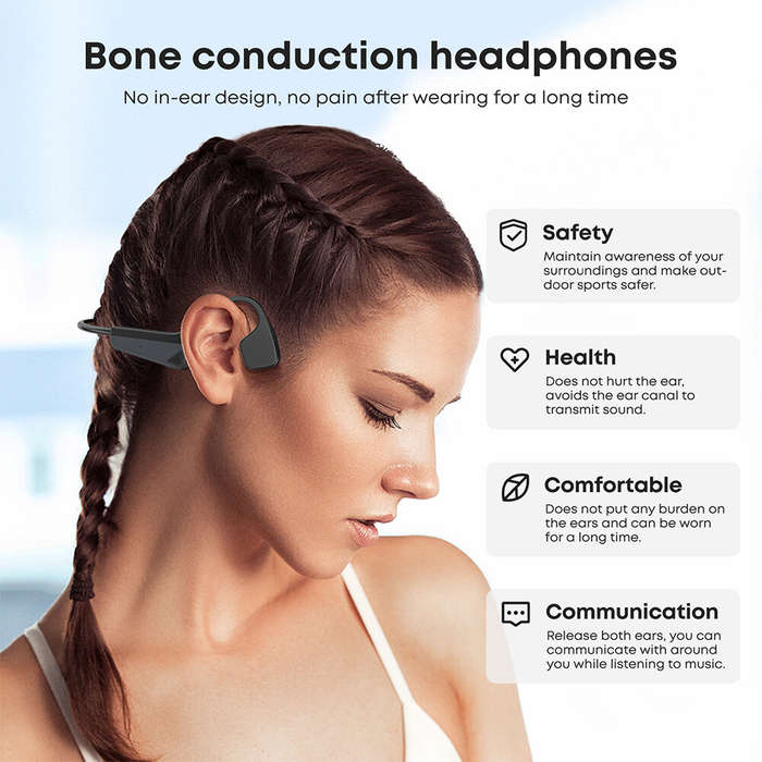 Langsdom BS17 True Bone Conduction Earphone bluetooth Headset HiFi Stereo CVC Noise Cancelling 360 F