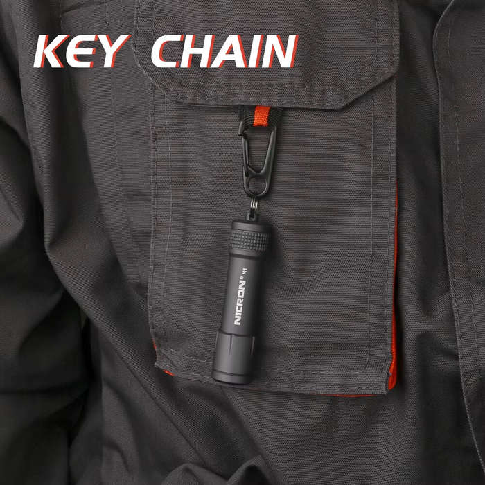 Grey - NICRON N1Micro 100LM Mini LED Keychain Flashlight Outdoor Charging Key Chain Light Lamp Water