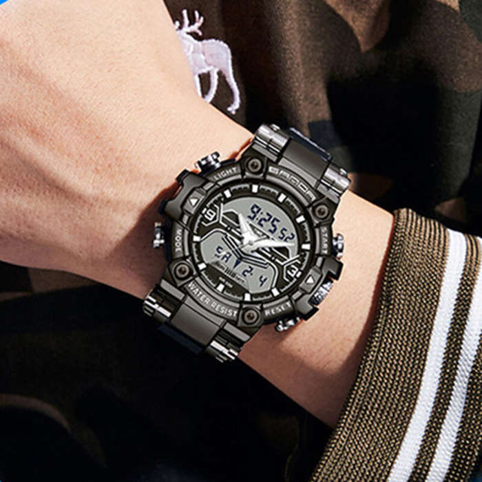 Black white - SANDA Men's Sport Digital Watches Multifunctional Luminous Wrist Watch Waterproof Shoc