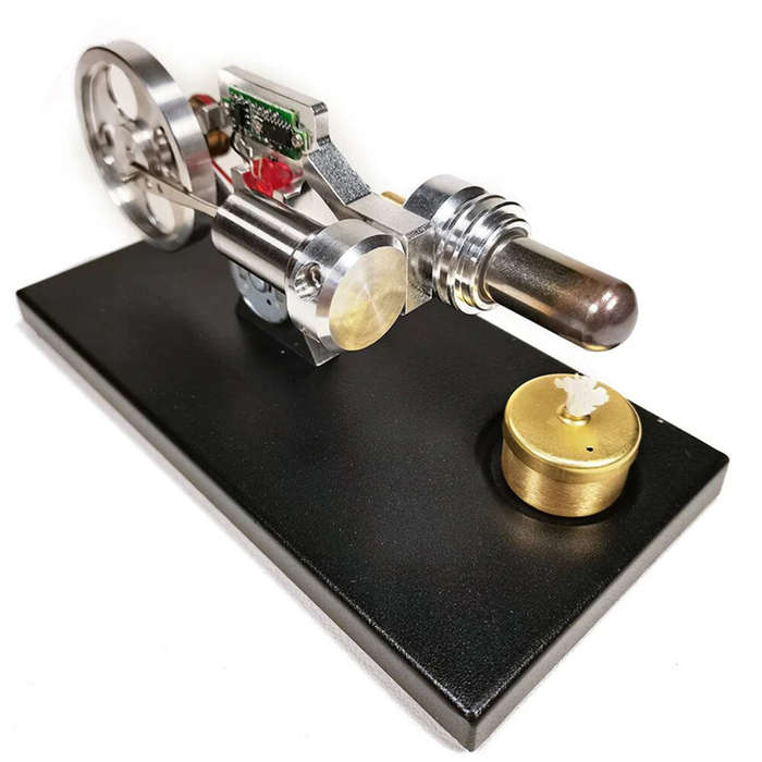 Silver - STARPOWER YH001 Type Digital Stirling Engine Model with Glow Lamp Bead and Voltmeter Physic