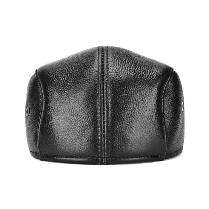 58cm - Collrown Men's Outdoor Genuine Leather Berets Forward Cap for Autumn Winter Casual Flat Peake