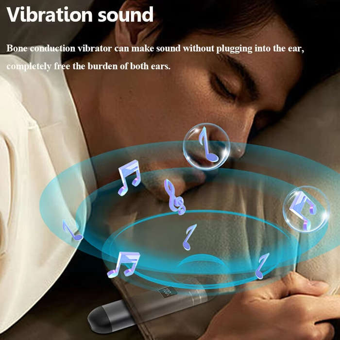 Blue - QY09 Under Pillow Sleep Aid bluetooth Speaker Mini Bone Conduction Soundbar LED Display Built