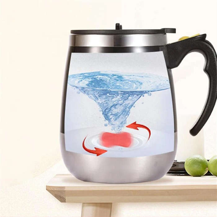 Black - 450ml Electric Self Stirring Magnetic Stainless Steel Coffee Mug Coffee Milk Mixing Cup Blen