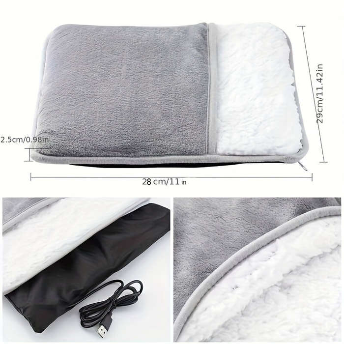 Grey - TENGOO Heating Pad for Feet Heating Pad for Men USB Heating Pads Electric Heated Foot Warmers