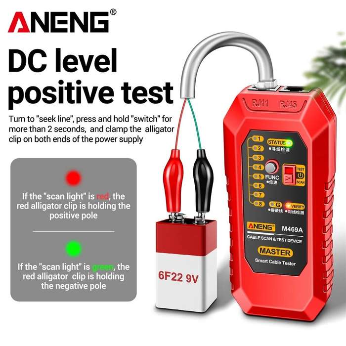 Black - ANENG M469A Smart Network Cable Tester RJ45 RJ11 LAN Cable Tester Finder Wire Tracker Receiv