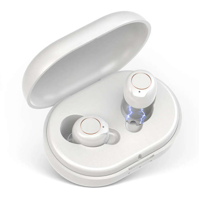 White - Black/White Rechargeable Portable Adjustable Hearing Earphones Invisible-In-Canal Sound Ampl