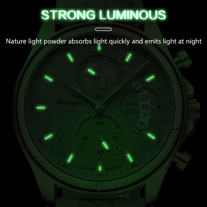 Black Gold - POEDAGAR Men's Waterproof Luminous Quartz Watches Fashion Multi-function Business Casua