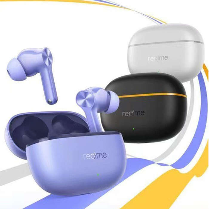 Grey - Realme Buds T200Lite TWS Earbuds Wireless bluetooth 5.4 Earphone 12.4mm Dynamic Bass Driver A