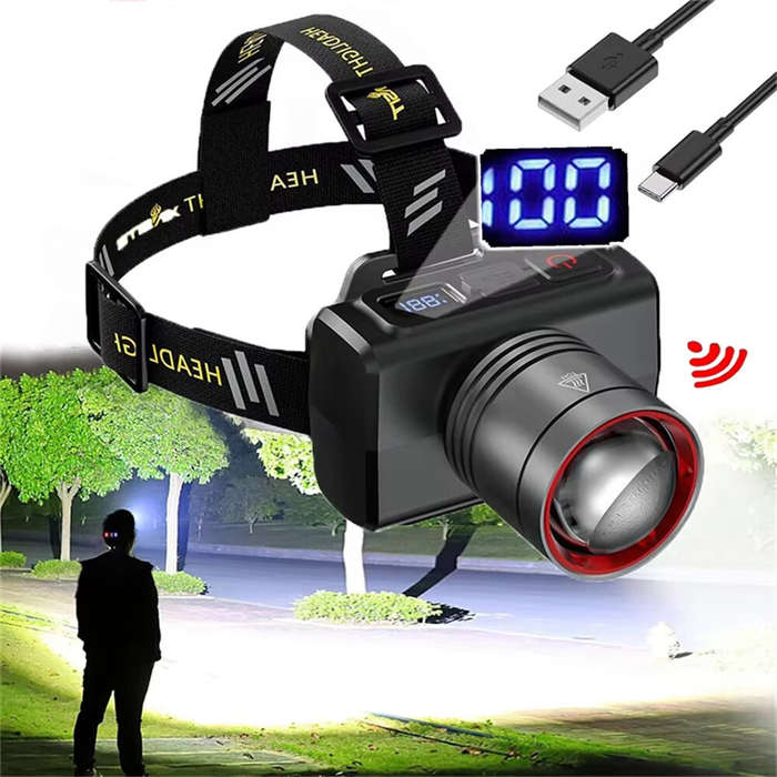 Black - Powerful Sensor LED Headlamp Super Bright Head Light Motion Sensor Front Led Head Flashlight